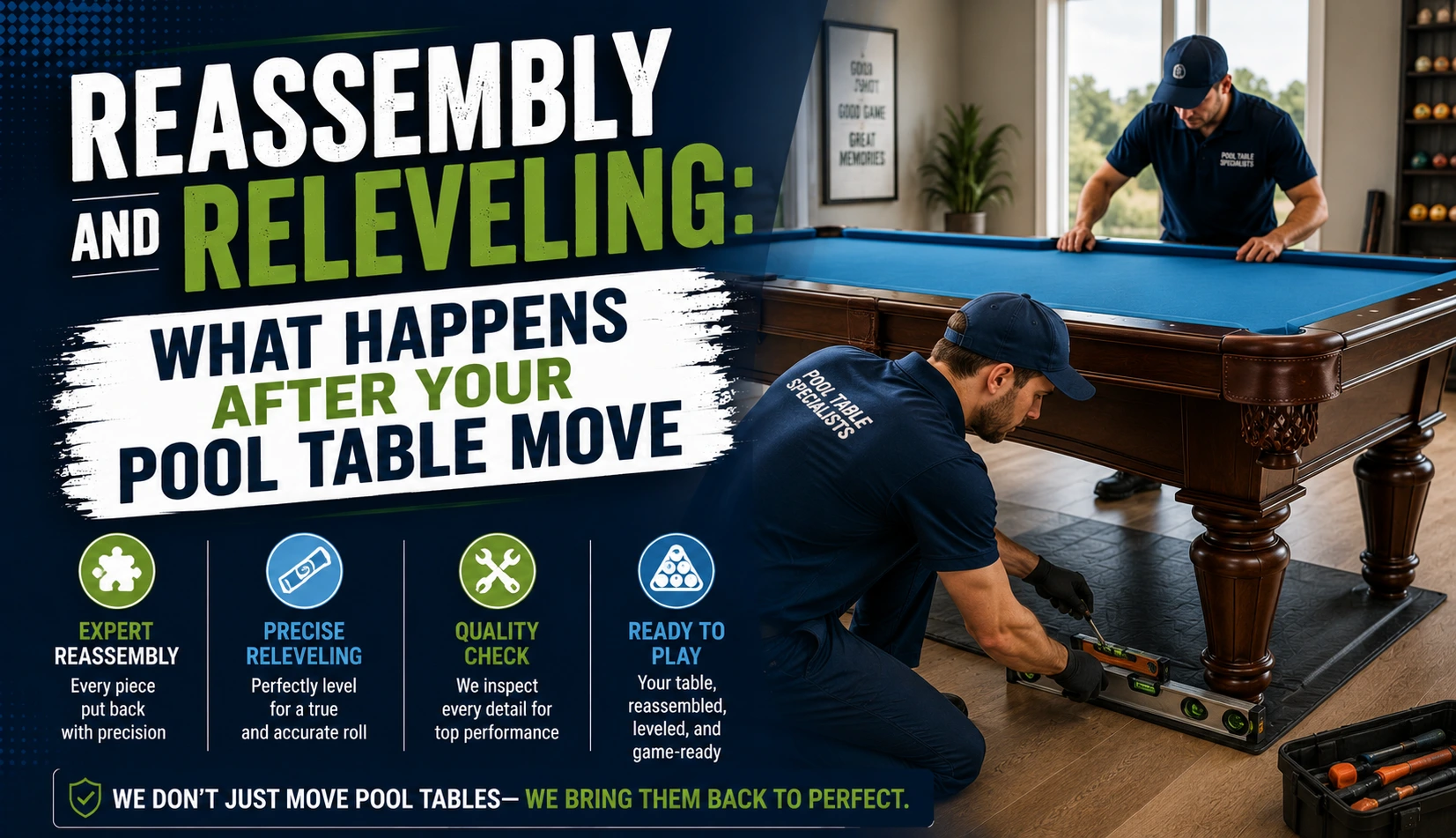 Reassembly and Releveling: What Happens After Your Pool Table Move